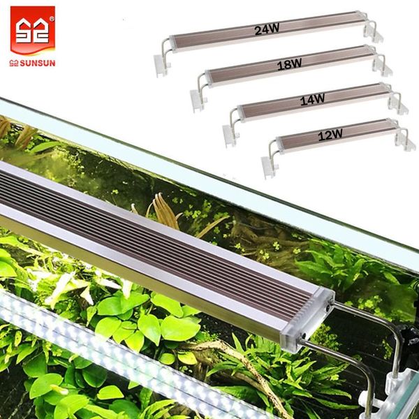 

aquariums lighting sunsun aquarium led light aquatic waterproof clip on lamp 28-75cm extensible 12-24w overhead for fish plant grow tank