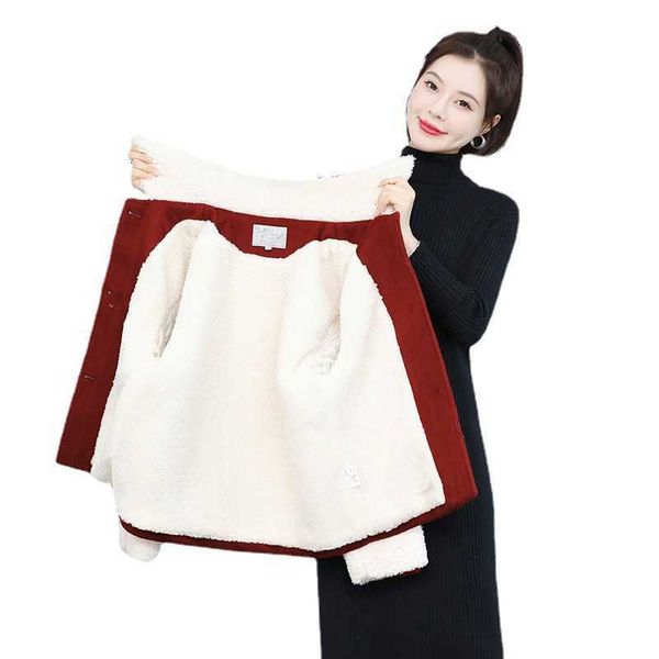 

woolen coat women's short 2021 autumn winter versatile fashion small man plush thickened red woolen top, Black;brown