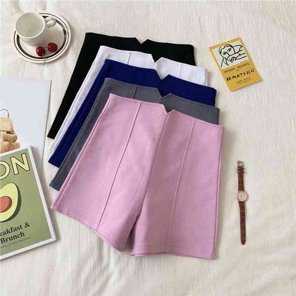 

slim suit white black mini womens short femme high waist summer casual wide leg office c6287