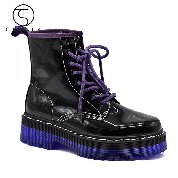 

boots thick-soled women 2021 winter eight-hole british style leather single plus velvet tide ins cool short, Black