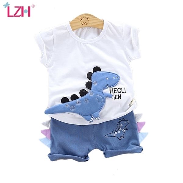 

children boys clothing sets summer baby boys clothes dinosaur t-shirt+shorts 2pcs outfits suits kids tracksuit 1 2 3 4 year 210326, White