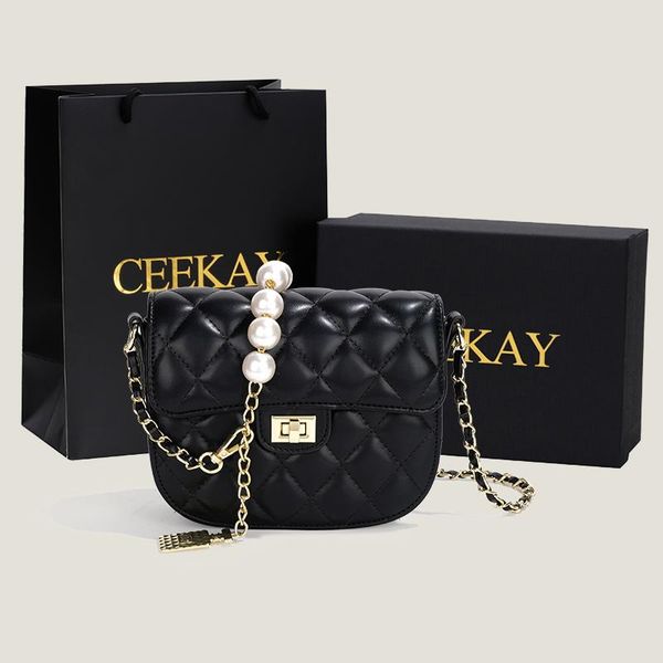 

shoulder bags fashion crossbody bag pearl chain female for women saddle handbags