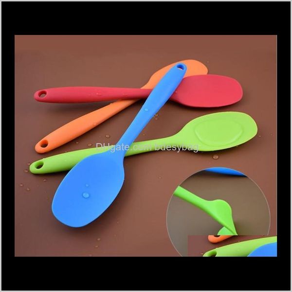 Cucchiai Posate Cucina, Sala da pranzo Bar Giardino di casa5Colore 206Mm Universale Flessibile Resistente al calore Sile Cucchiaio Raschietto Spatola Torta di ghiaccio per Shove