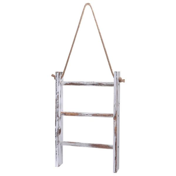 

bath accessory set 1pc wooden retro towel rack with rope hanging trapezoid random color