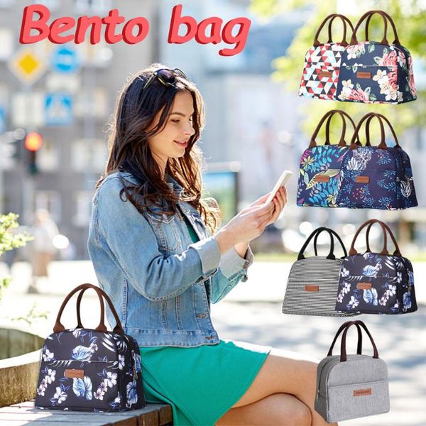 

dinnerware sets 1pcs fresh cooler bags portable insulated canvas lunch bag printed insulation storage cloth box tote
