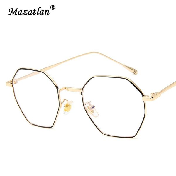 

fashion sunglasses frames gold optical mirror flat glasses frame men women polygon brand retro eyeglasses transparent, Black