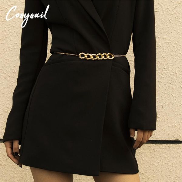 

cosysail simple thick chain waist for women minimalist metal chunky belts dress coat sweater decorative waistband, Black;brown