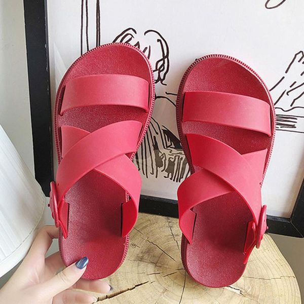 

slippers women summer pvc slip on thick bottom flat woman open toe casual shoes female platform non slides lady footwear, Black