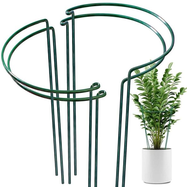 

other garden supplies 4 pcs plant support stakes ring cage metal stake green half round large supports
