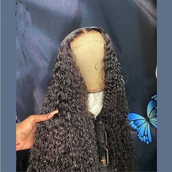 

synthetic wigs natural hairline jet black long kinky curly lace front hair with baby daily wig high temperature resistance