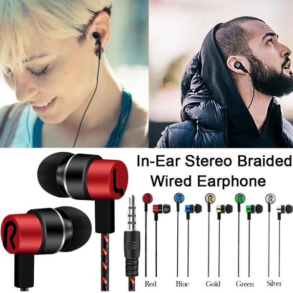 

headphones & earphones in-ear stereo earphone braided wire headset sport wired control super bass universal