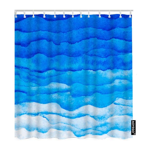 

blue bathroom curtains art spot watercolor gradient blue sky ocean waves sea water drop shower curtains 72x84 inch home long