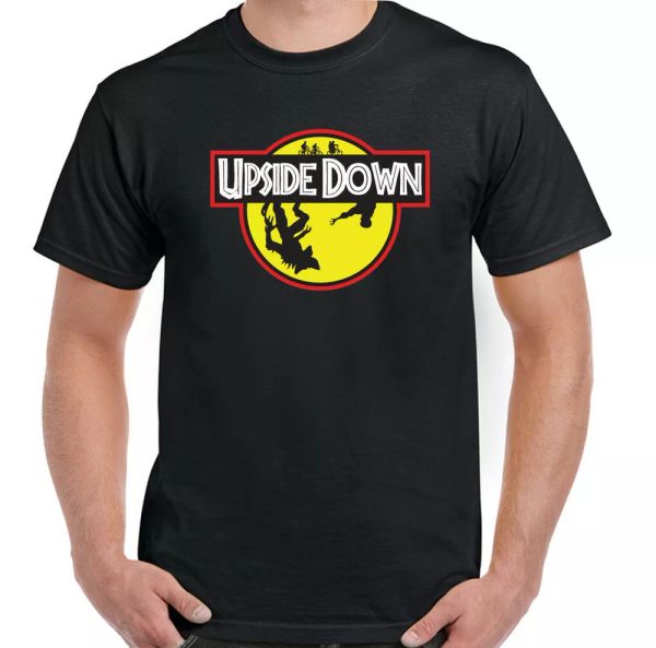 

stranger things t-shirt mens upside down funny parody halloween, White;black