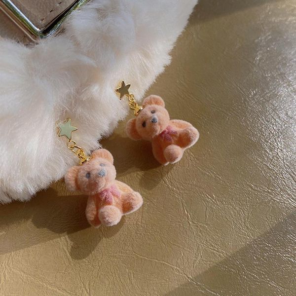 

dangle & chandelier korean kawaii funny plush small stud earrings cute bow bear statement dainty earring fashion jewelry 2021 brincos wholes, Silver
