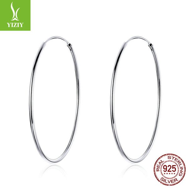 

platinum plated big hoop earrings for women, 925 sterling silver jewelry female fashion 30mm 40mm 50mm 2033 q2, Golden;silver