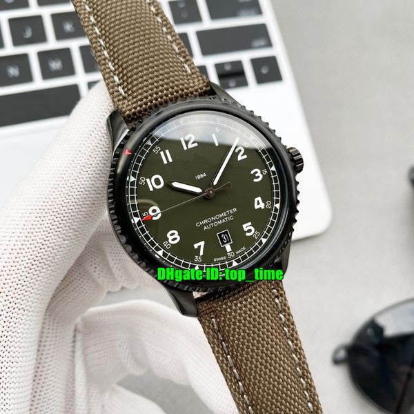 

6 styles watches m173152a1l1x1 black pvd 41mm automatic mechanical mens watch armygreen dial leather strap gents wristwatches, Slivery;brown
