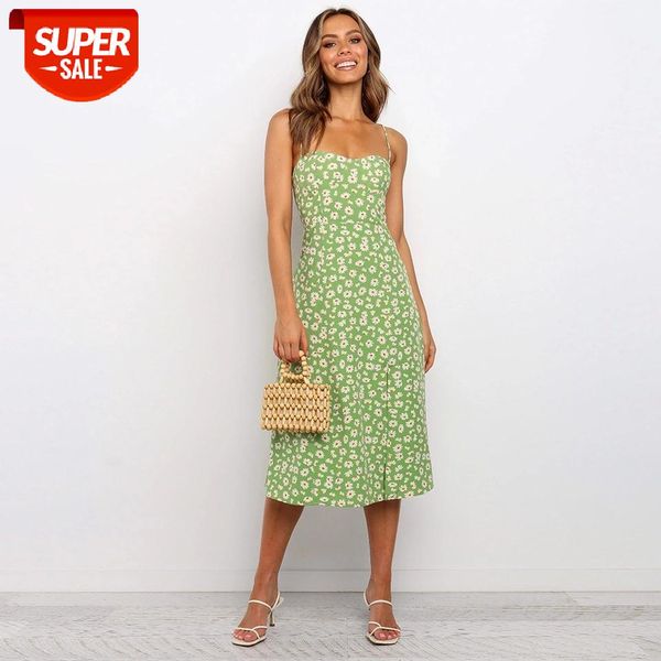 

Summer Ladies Floral Print Sexy Spaghetti Strap Dress Women 2021 New Sleeveless High Wasit A-line Knee-length Dress #zV5R, White;black