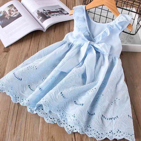 

summer girls strap hollow girl dresses embroidery casual sleeveless party princess childrens baby kids clothing, Red;yellow