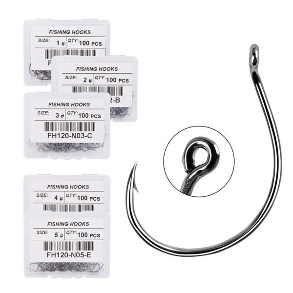 

100pcs fishing hooks set barbed single circle fishhook jip carp sea tackle accessories