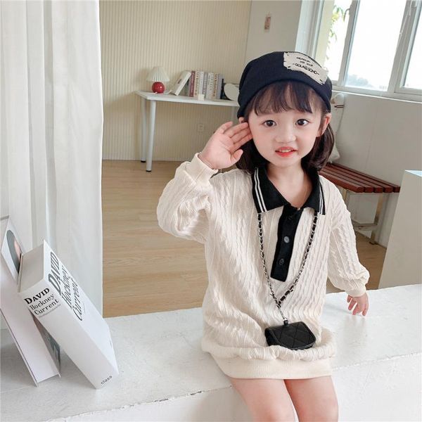 

girl's dresses 2021 autumn arrival girls fashion knitted dress kids princess, Red;yellow