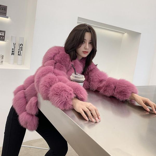 

women's fur & faux real coat 100% natural winter thick jacket warm female luxury ladies parka outwear, Black