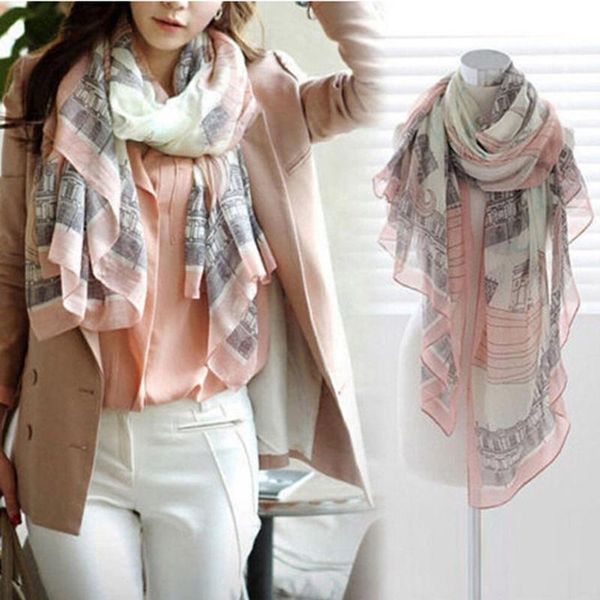 

scarves elegant women silk chiffon thin scarf female printed design long charms shawls spring autumn neck, Blue;gray