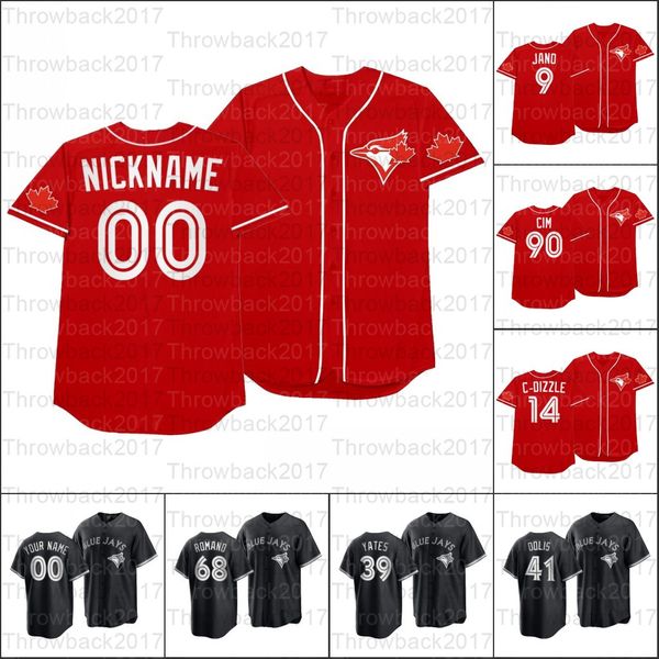 

2021 players' weekend all black fashion toronto jerseys 15 randal grichuk 6 marcus stroman 3 brandon drury 12 roberto alomar 11 bo bich, Blue;black