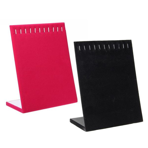 

jewelry pouches, bags 11 hooks velvet rack earring bracelet necklace organizer holder display, black, Pink;blue