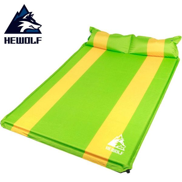 

hewolf 3cm 2 person automatic inflatable camping mat with air pillow hiking picnic mattress camp tent sleeping cushion pad outdoor pads