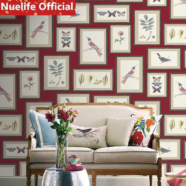 

wallpapers 0.53x10m flower and bird po frame 3d effect wallpaper living room bedroom children wedding background wall paper