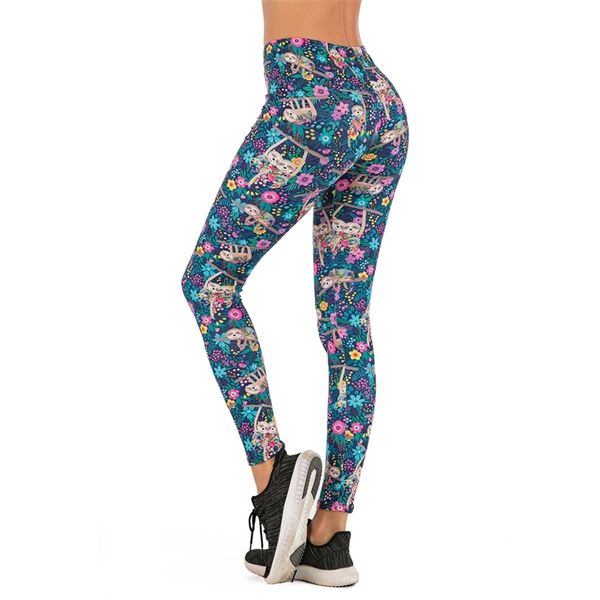 Marcas Femininas Moda Legging Floral Preguiça Impressão Leggins Slim Legins Alto Cintura Leggings Mulher Calças 211215