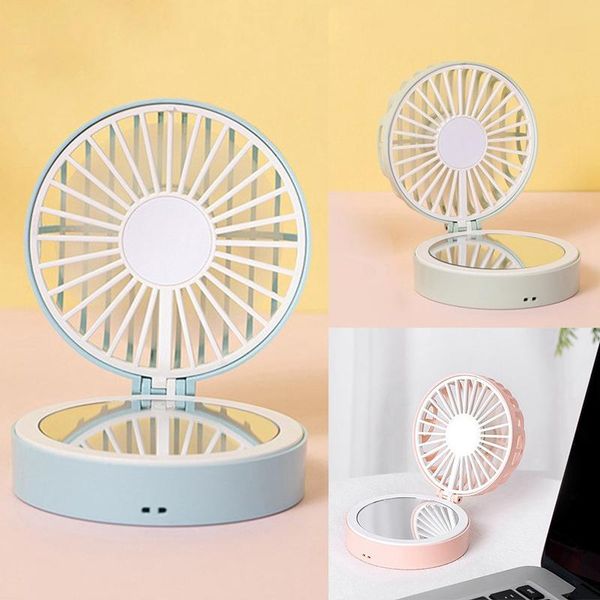 

electric fans usb girl handheld fan fashion versatility makeup mirror compact charging mini fresh style deskfor home, off
