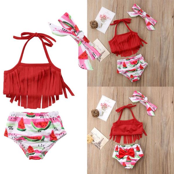 

clothing sets baby & children's born girl aatermelontassel shorts swimwear swimsuit bathing suit beachwear, White