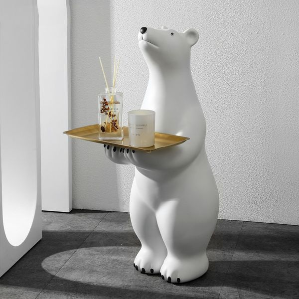 

creative polar bear floor ornaments large animal storage tray living room entrance home decorations housewarming