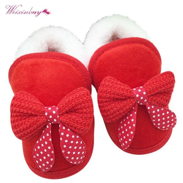 

cotton winter warm baby shoes soft bottom non-slip bow toddler first walkers 1