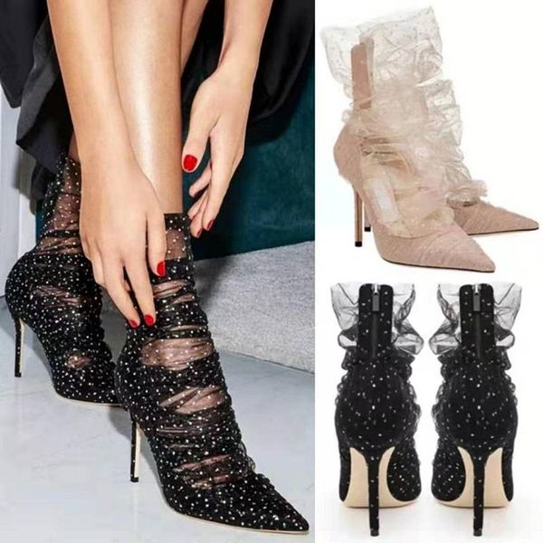 

dress shoes lace pointed net high-heeled fairy fashion hollow mesh genuine leather bridesmaid banquet wedding single, Black