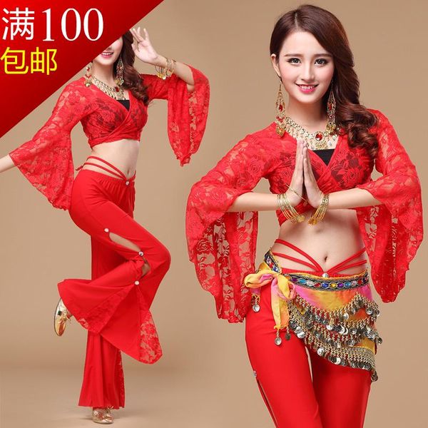 

oriental dance costumes promotion women cotton belly costume woman suits pants square professionals s02+pantsk02 stage wear, Black;red
