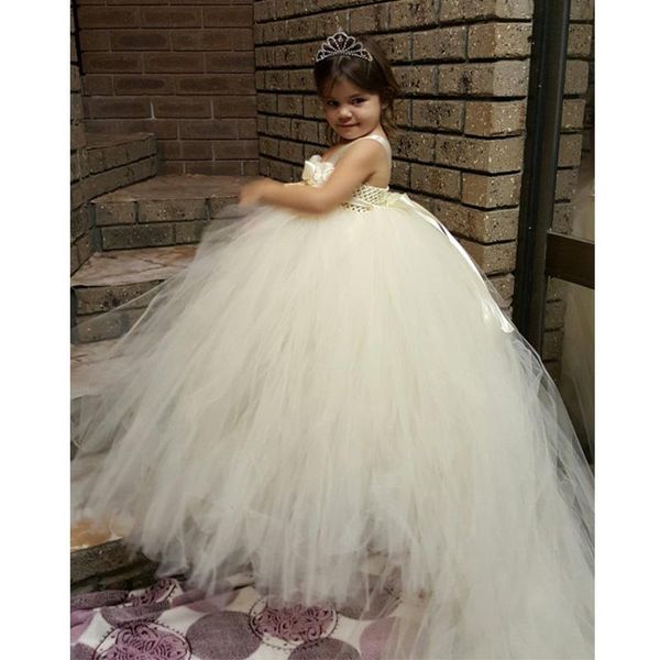 

girl's dresses flower girls trailing party dress po props ball gown handmade baby tulle tutu for birthday wedding, Red;yellow