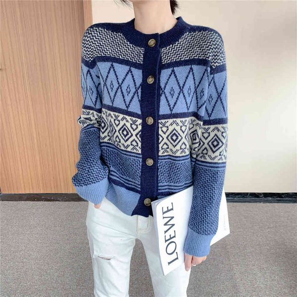 

tees autumn korean winter-style chess knitted around the neck long sleeve sweater f2oo, White