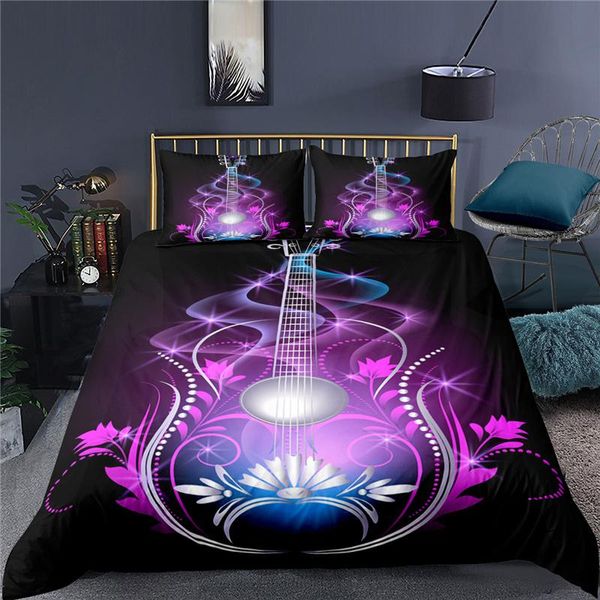 

3d bedding set music note guitar print for adults comforter cover 2/3pc duvet pillowcase home textile  and king size sets
