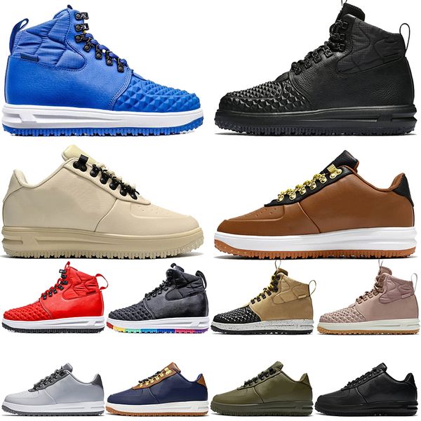 Lunar 1 Botas de Duckboot Sapatos Mens Mulheres Tamanho US 13 Brown Preto e Tan Rosa Summit Branco Low Lobo Cinza Obsidian Olive Rosinho Off High Runner Sneakers