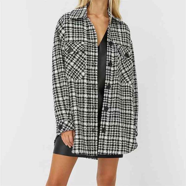 

women autumn winter jackets basic work office lattice single-breasted coat turn-down collar plus size 2 pocket outerwear 210422, Black;brown