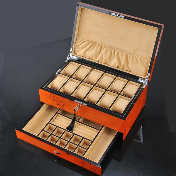 

watch boxes & cases 12 slots luxury fashion men home wooden box storage for watches 200911-47, Black;blue