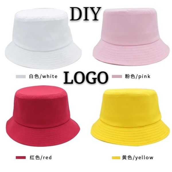 

cloches custom logo bucket hat diy printing embroidery children high-quality leisure travel fishing summer autumn cotton, Blue;gray