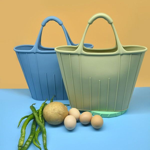 

storage bags multifunctional silicone shopping bag home handbag waterproof eco-friendly outdoor can be reused