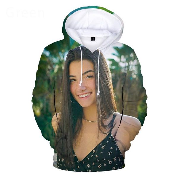 

men's hoodies & sweatshirts charli d'amelio 3d print hooded fashion casual hip hop pullover men harajuku streetwear oversized, Black