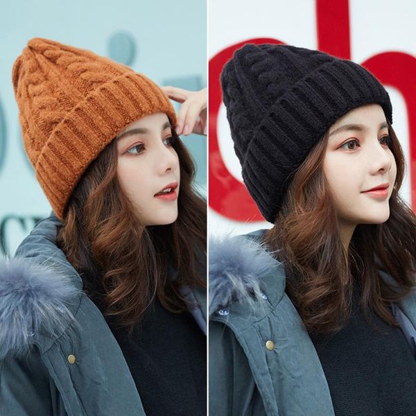 

beanie/skull caps knitting beanie woolen warmer ladies casual cap autumn & winter hats for girl woman female bonnets wholesale sweet, Blue;gray