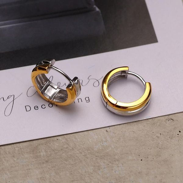 

hoop & huggie goldria 925 sterling silver two-color double layer earrings for women glossy thick chic 2021 minimalist jewelry, Golden;silver