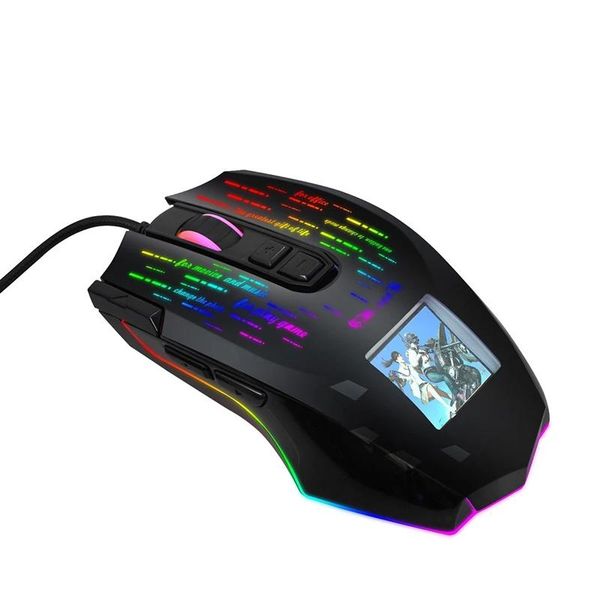 

wired gaming mouse rgb with display screen six adjustable dpi for desklapmice