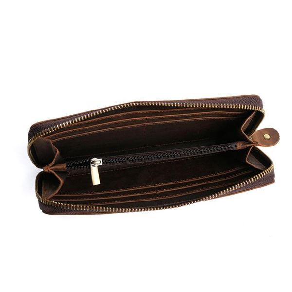 

wallets man clutch wallet long with zipper leather pocket fashion business stainless steel card holder for, Red;black